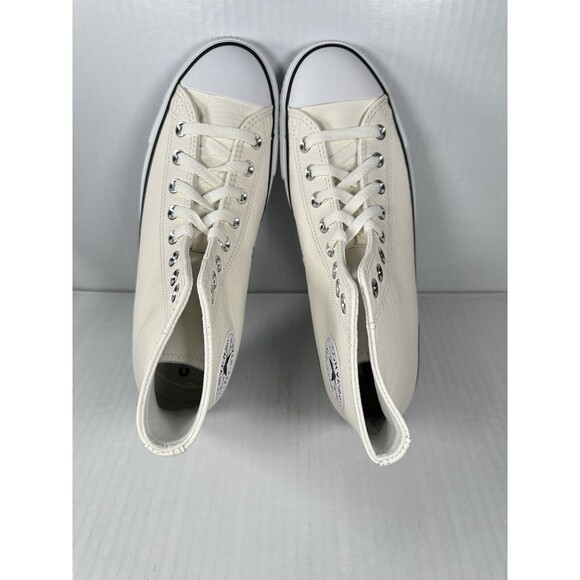 Size 8 Mens Converse Chuck Taylor All Star Leather HIGH TOP OFF White A05593C - Picture 7 of 9
